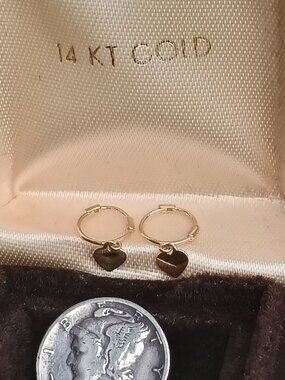 Solid 14kt Gold Heart Hoops